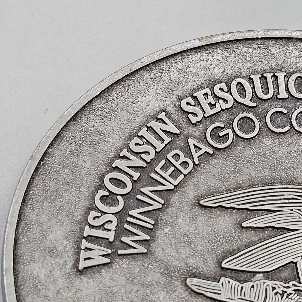 Wisconsin Sesquicentennial Belt Buckle Pewter Eagle 1998 Winnebago County Fair